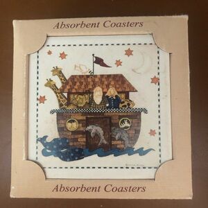Vintage Debbie Mumm’s “Noah's Ark Journey” Absorbent Coasters Set~ NOS~